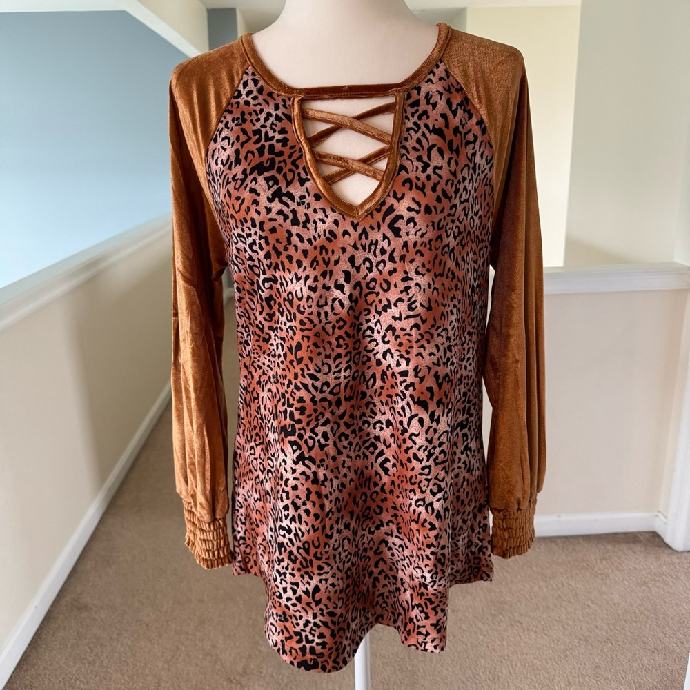 Velour Leopard Print Tunic